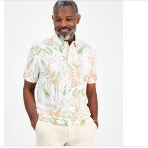 Club Room Men's Hero Short Sleeve Leaf Print Polo Shirt Multicolor Size XL 7055